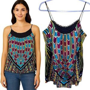 Nicole by Nicole‎ Miller Bold Multicolor Geometric Print Cami Top Size M